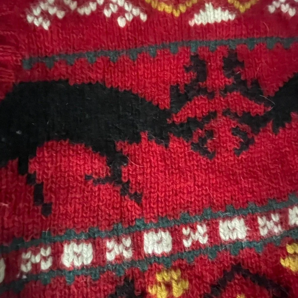 Cambridge Dry Goods Sweater Vest Mens Medium Red Fair Isle Reindeer Wool Vintage